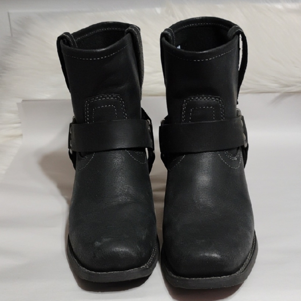 Justin Boots Black Leather Moto Boots Worn Once Sz.10B (XX-53) - Picture 3 of 12